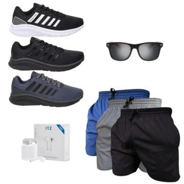 Imagem de Kit 3 Tênis Under + Bermudas Masculino Academia Caminhada Esporte + Fo