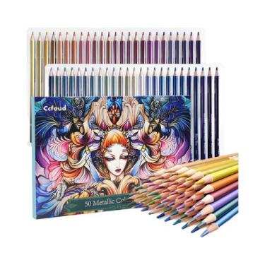 Imagem de Conjunto De Lápis De Cor Metálicos 12/24/50/72 Peças Com Núcleo Macio 