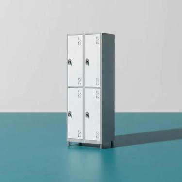 Imagem de Roupeiro Aço 4 Portas 191x85x40Cm Academia Vestiário Tranca - W3, Bran