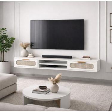 Imagem de Rack Suspensa Santorini 1.80m Com 2 Gavetas Espaçosas Para Sala de TV 
