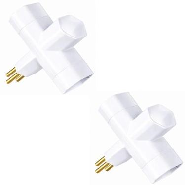 Imagem de Kit 2 Adaptador de Tomada Tipo T Benjamim 2P+T 10A MarGirius