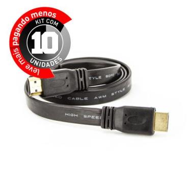 Imagem de Kit com 10 Cabo HDMI Flat 2.0 - 50 Cm - CIRILO CABOS, U