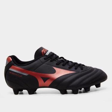Imagem de Chuteira Campo Mizuno Morelia Club Unissex, Preto, Vermelho, 41