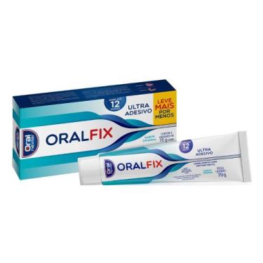 Imagem de Fixador de Dentadura Ultra Adesivo Sem Sabor 12h Adulto Oralfix 2x70g