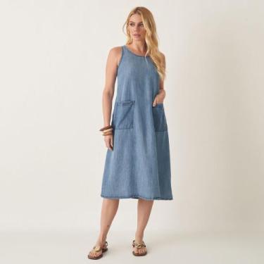 Imagem de Vestido Midi Jeans Liocel com Bolsos - Bloom, Jeans delavê, G