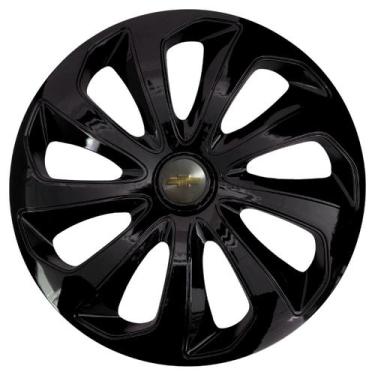 Imagem de Calota esportiva velox 14 black + emblema alumínio gm escovado - Garag
