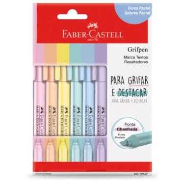 Imagem de Marca Texto FABER CASTELL Grifpen Tons Pastel 6 Cores Grifar - Faber-C