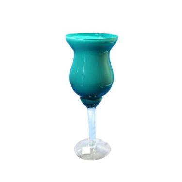 Imagem de Taça Decorativa Vidro Napoli Azul Turquesa 40cm - 7898670948400 - Brux