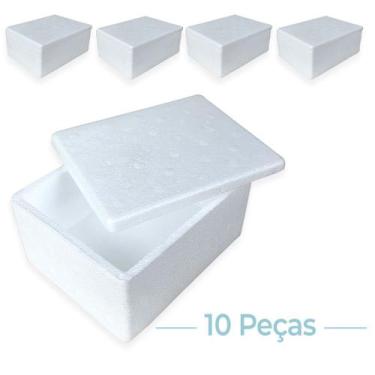 Imagem de Kit /10 Caixa Térmica Isopor Pequena Sorvete Doces 15x8cm - KF