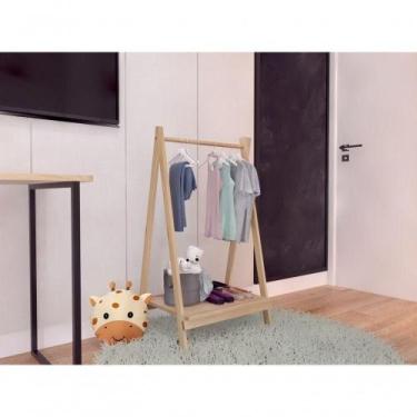 Imagem de Arara Cabideiro Para Vestidos Infantil De Madeira Pinus - TECHNOX