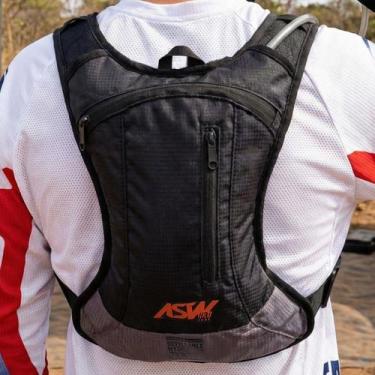 Imagem de Mochila Bolsa Hidratação Asw Tank Lite 2L Chumbo Cinza Laranja