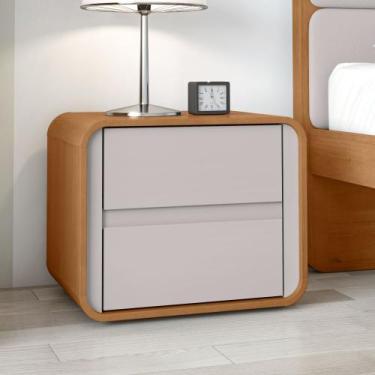 Imagem de Mesa de Cabeceira 2 Gavetas Loop Bege Amêndoa Clean/Off White - Móveis