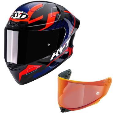 Imagem de Capacete KYT TT Revo Speeding Preto Azul e Vermelho Mais Viseira Vermelha