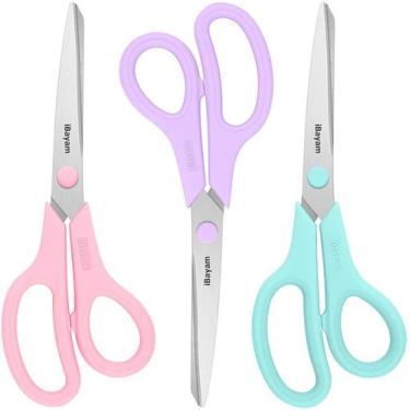 Imagem de Tesouras iBayam 8" Kit com 3 Unidades Lâminas Afiadas e Cabo Confortáv