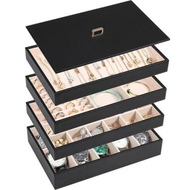Imagem de Organizador de joias Voova Stackable PU Leather Set 4