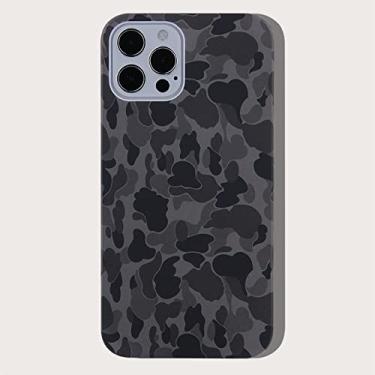 Imagem de Capa de telefone da moda em silicone camuflagem para iPhone 12 Pro Max 7 8 Plus X XS XR 11 SE capa macia com parte de trás, preta, para iPhone 7Plus