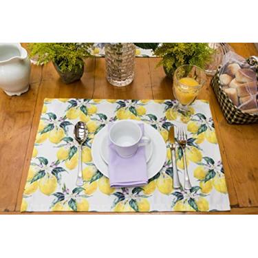 Imagem de Jogo Americano 4 Peças Tecido Estampado Mesa Jantar Decor (Kit_4pçs_Limões)