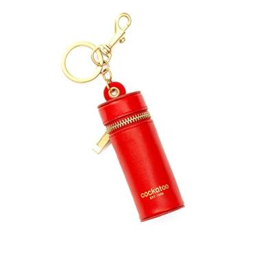 Imagem de Cockatoo Nappa Leaeher Porta-batom com zíper e chaveiro, Verdadeiro Vermelho