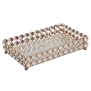 Imagem de Bandeja Perfume Diversos Bandeja Retangular Ornamentada Jóias Organizador de Perfume para Vaidade, Cômoda, Quarto, 25x15x5cm