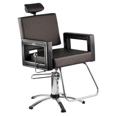 Imagem de Poltrona Cadeira Reclinável P/ Barbeiro Maquiagem Salão - Marrom Tabaco Square