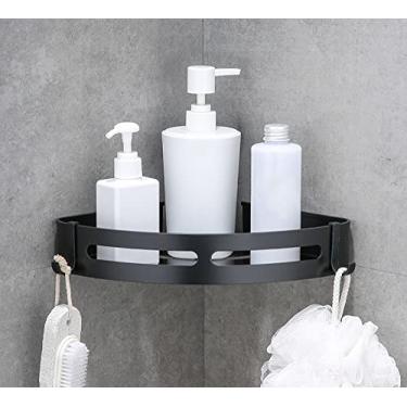 Imagem de Conjunto de ferragens para banheiro Gancho preto Barras de toalha Prateleira Cabide de toalha de alumínio Acessórios para banheiro Toalheiro Anel de toalha Escova de vaso sanitário, cesta triangular