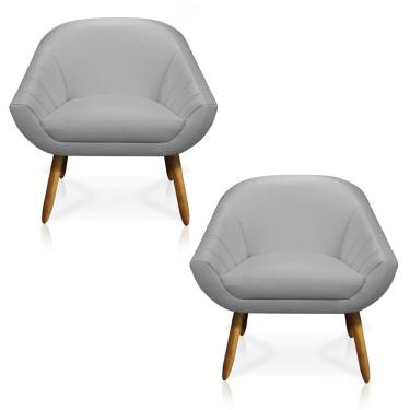 Imagem de Kit 02 Poltronas Giovana Corino Pés Palito Castanho - D`Rossi