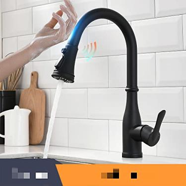 Imagem de Torneiras de cozinha de toque inteligente guindaste para sensor de torneira de água de cozinha misturador de pia giratório de toque de torneira sensor de água misturador, 8888, preto, china