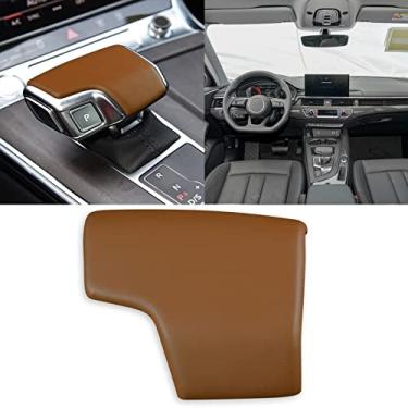 Imagem de FINMOKAL Acabamento Da Tampa Da Alavanca De Câmbio Do Console De Couro Marrom Para Audi A6 A7 Q8 S8 2019-2022