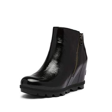 Imagem de Bota feminina com zíper Joan of Arctic Wedge II da Sorel – Chuva leve – Impermeável – Preta, Preto, 8