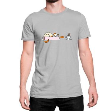 Imagem de Camiseta Algodão Basica T-Shirt Gato Cat Café Coffe Caminha - Mecca