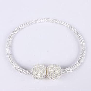 Imagem de Cinta de cortina de corda grossa com fivela de pérola, sem instalação, cortina de corda de cortina, acessórios de fivela magnética, tiebacks de cortina, T9,1 Pçs