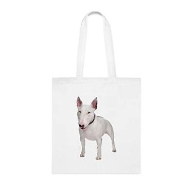Imagem de Bolsa para cachorro Bull Terrier, presente para cachorro Bull Terrier, aniversário de cachorro Bull Terrier bolsa de ombro para cachorro Bull Terrier, bolsa reutilizável para cães Bull Terrier, Branco