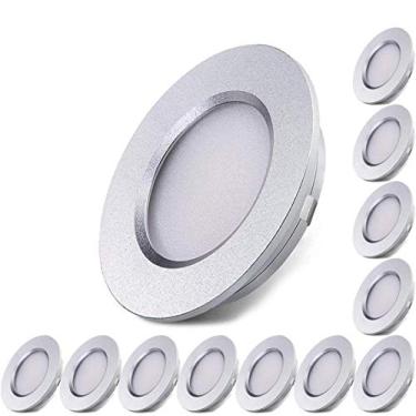 Imagem de ALOVECO Luz de teto LED para barco, trailer, 12 V, luzes embutidas, à prova d'água, iluminação interior ultrafina para motorhome veleiro iate 3000 K, branco quente (pacote com 12) (luzes de prata A)
