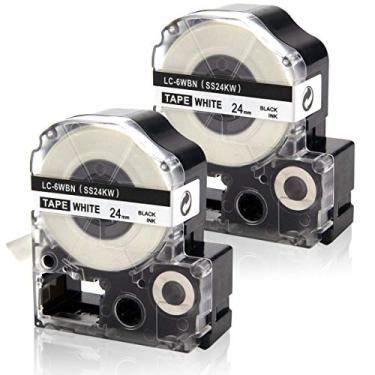 Imagem de Absonic Pacote com 2 cartuchos compatíveis com LK-6WBN SS24KW LC-6WBN9 LK 24 mm 2,4 cm preto sobre branco cartucho de etiqueta para LabelWorks LW600P LW700 LW900 LW1000P etiquetadora, 2,5 cm x 26'