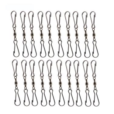 Imagem de LGEGE 20 peças de suavidade giratória duplo clipe giratório ganchos corda espiral caudas Twisters soquetes de vento, para girar para-brisas e qualquer pipa, vasos de flores, plantas, alimentadores de pássaros, luzes solares, bandeiras