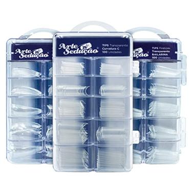 Imagem de 300 Tips Postiça Curvatura C Bailarina Stiletto Transparente Unhas Manicure, Arte Sedução