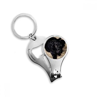 Imagem de Cachorro Preto Animal Lonely Night Nail Nipper Ring Chaveiro Abridor de Garrafas Cortador
