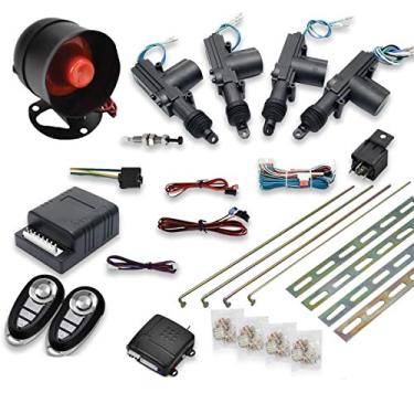 Imagem de Kit de bloqueio central remoto para carro da Maso, 4 portas, sistema de entrada sem chave + sistema de imobilizador de alarme antifurto com sensor de choque universal para todos os carros