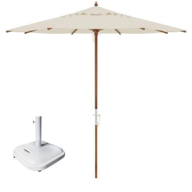 Imagem de Kit Ombrelone Madeira 3m Poliéster Sombreiro Treviso Jardim Piscina Bege Base Quadrada 37Kg - Belfix