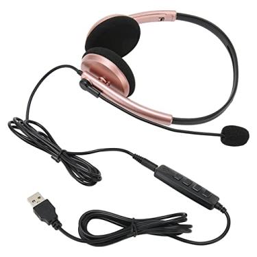 Imagem de Fone de ouvido para call center, plug and play, fone de ouvido para telefone de computador de alta sensibilidade, faixa ajustável leve para curso on-line para negócios (USB)