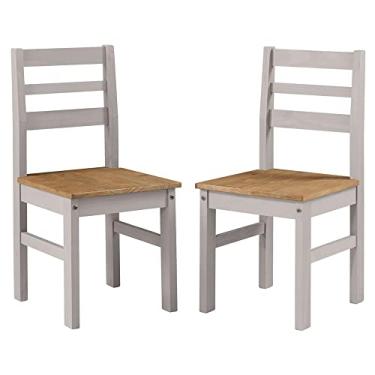 Imagem de Duas Cadeiras de Madeira Maciça Cinza Lavado