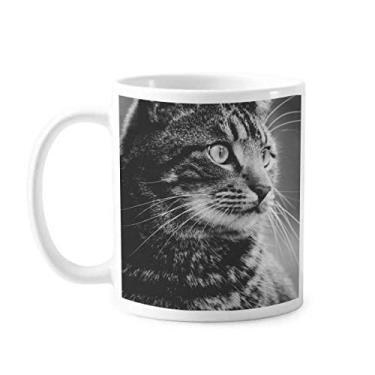 Imagem de Caneca de cerâmica com perfil de gato branco preto Caneca de cerâmica café porcelana louça