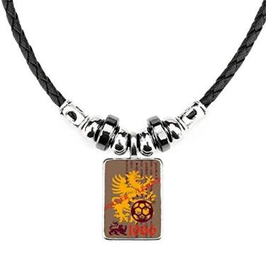 Imagem de DIYthinker Colar Middle Age Dragon Liga de Futebol Joias Torque Pingente de corda de couro