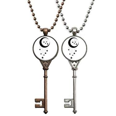 Imagem de OFFbb-USA Colar com pingente de estrela da lua para decoração de casais