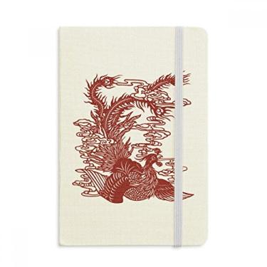 Imagem de Caderno de desenho de pássaro de fênix chinês em tecido capa dura diário clássico A5