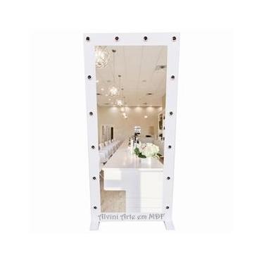 Imagem de Moldura de Espelho Camarim Mayra 1,70m Corpo Inteiro Com Pé Branca