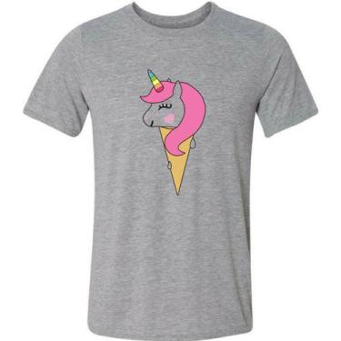 Camiseta masculina Infantil Unicornio Fofo Love Rosa Camisa Blusa