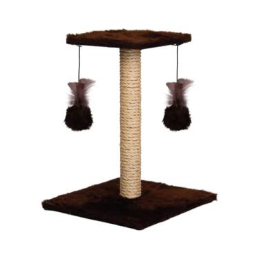 Imagem de Arranhador Para Gatos Poste Com Brinquedo Duplo Exclusivo (Marrom)