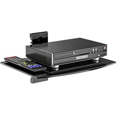 Imagem de WALI Prateleiras flutuantes para centro de entretenimento, capacidade para até 8 kg, prateleira de TV com óculos temperados reforçados para leitores de DVD, caixas a cabo, consoles de jogos, acessórios de TV (CS201B), 1 prateleira, preta