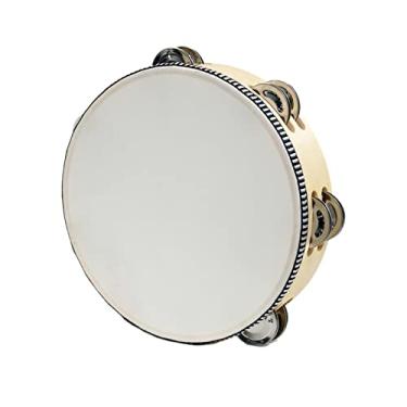 Imagem de Vaveren Pandeiros de madeira para adultos Tambor Bell Dupla Handheld Tambor Metal Percussão Instrumento Musical Pandeiro para Festa Infantil, madeira de 8 polegadas